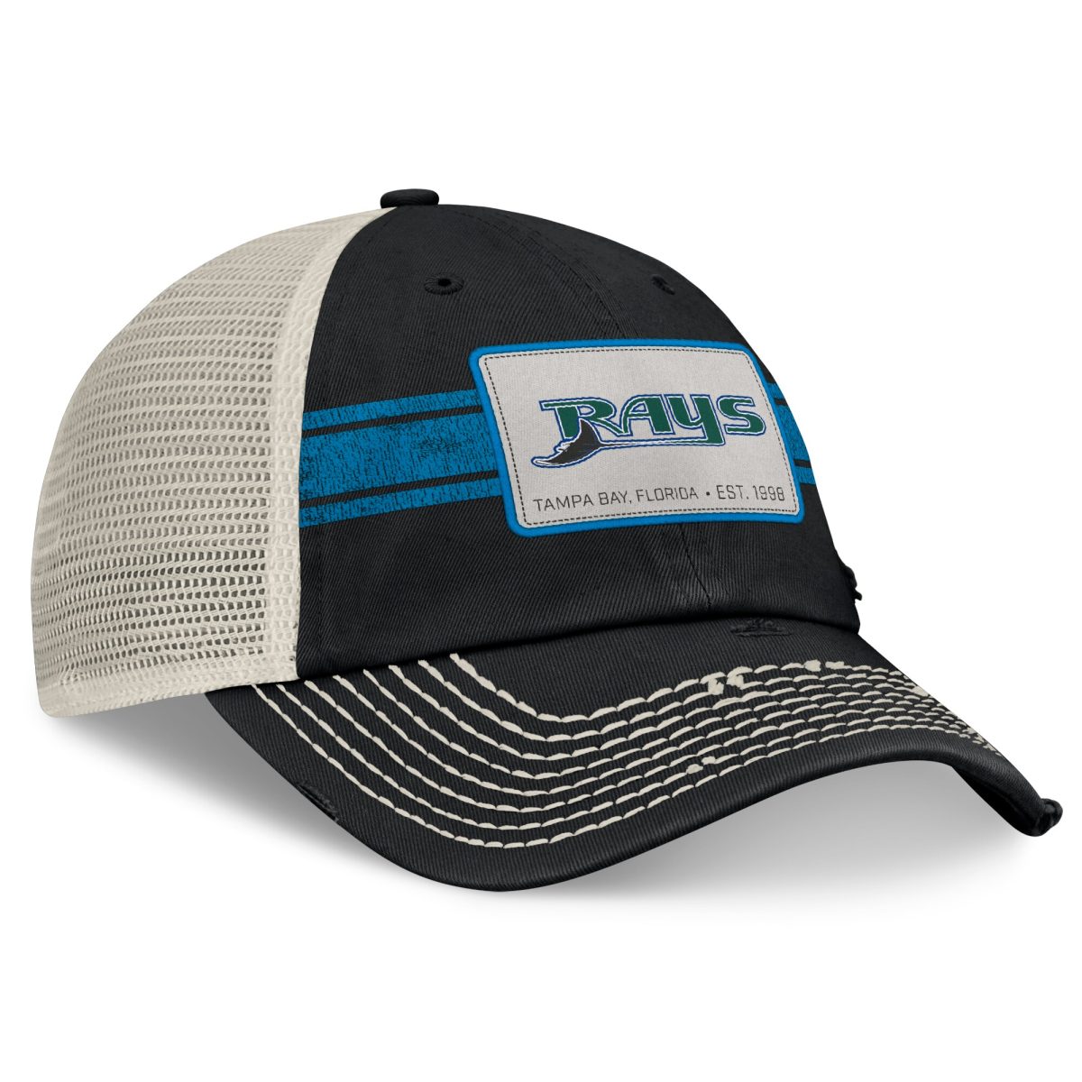 mens tampa bay rays fanatics blacknatural heritage stripe trucker adjustable hat Collection | Tampa Bay Rays Proshop - Official Rays Jerseys & Caps